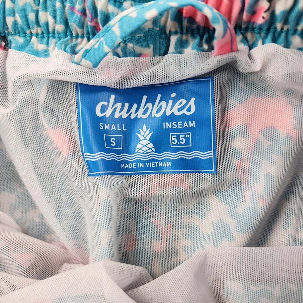 Chubbies The Domingos Are For Flamingos Swim Trunks Men's Small 5.5